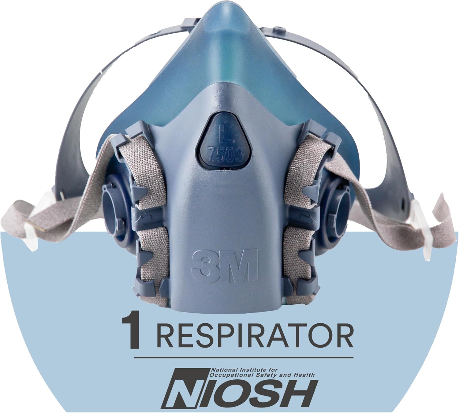 Reusable Respirator, Half Face Piece 7503, Use with Bayonet  for Gases, Vapors, Dust, Large Size