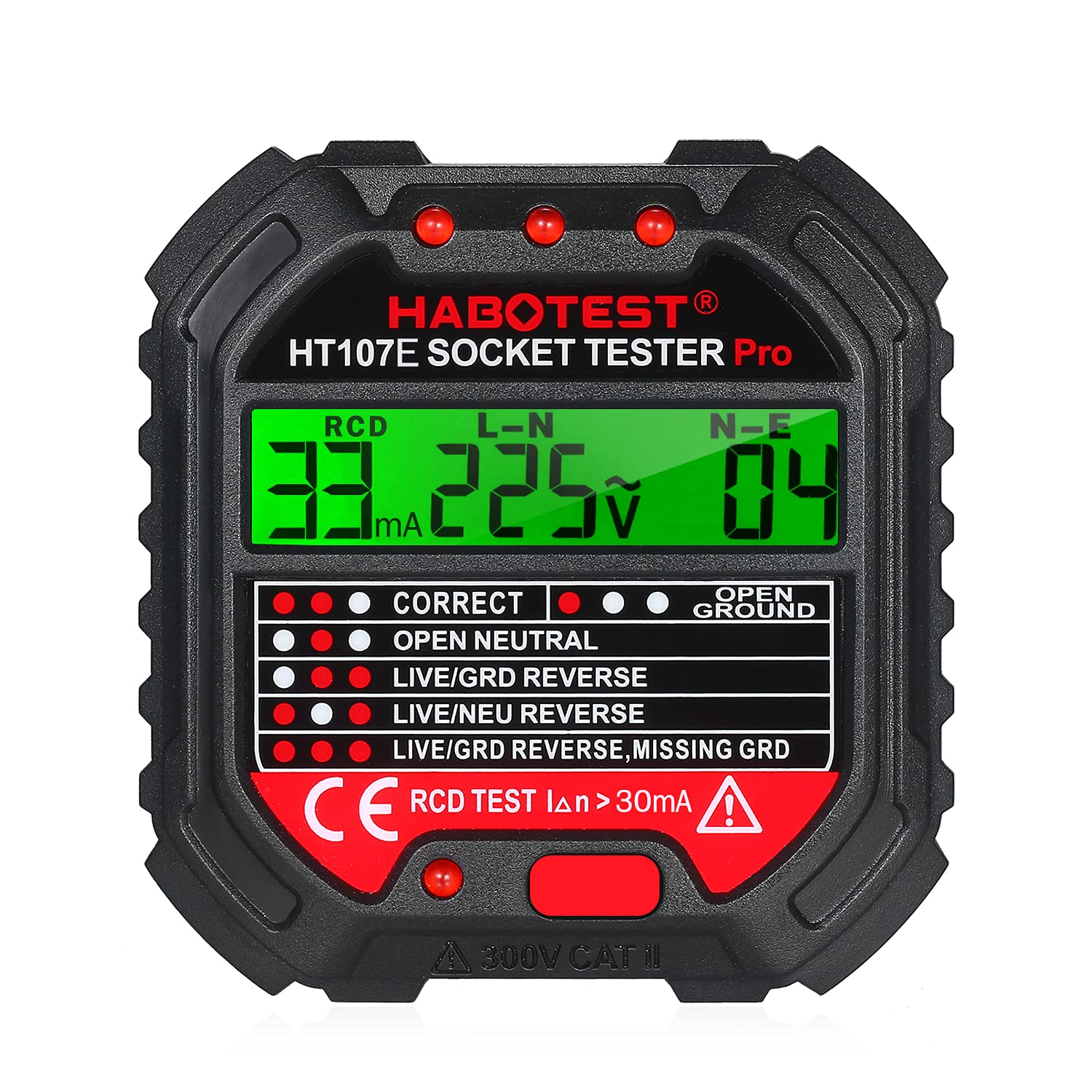 Voltage Tester With Display 220V Socket Tester Automatic Electric Circuit Polarity Voltage Detector Breaker Finder HT107E