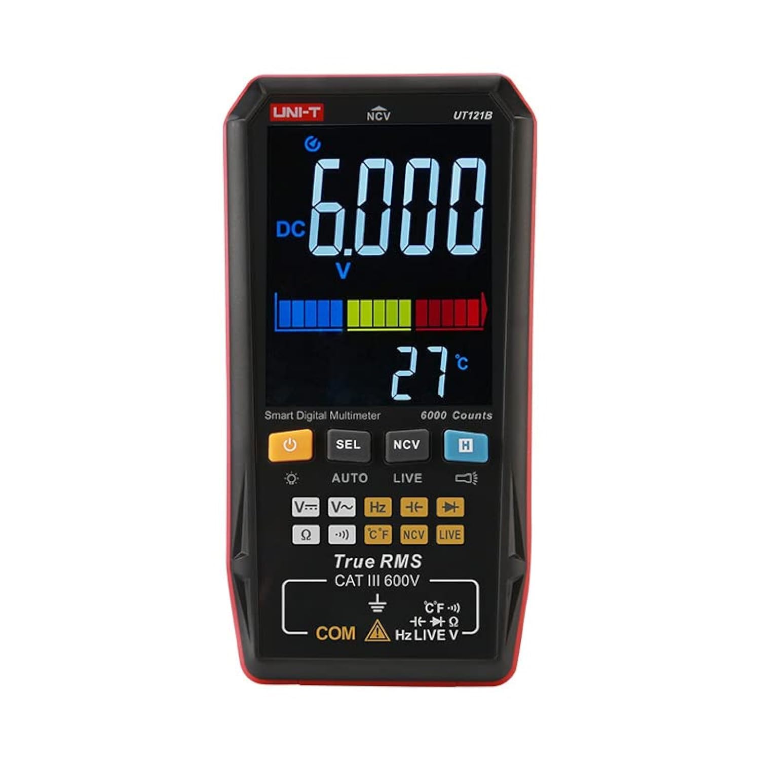 UNI T UT121B Smart Digital Multimeter Mini Portable Universal Tester Multiple Meter Voltmeter with Flashlight 3.3-inch LCD Digital Colored Screen