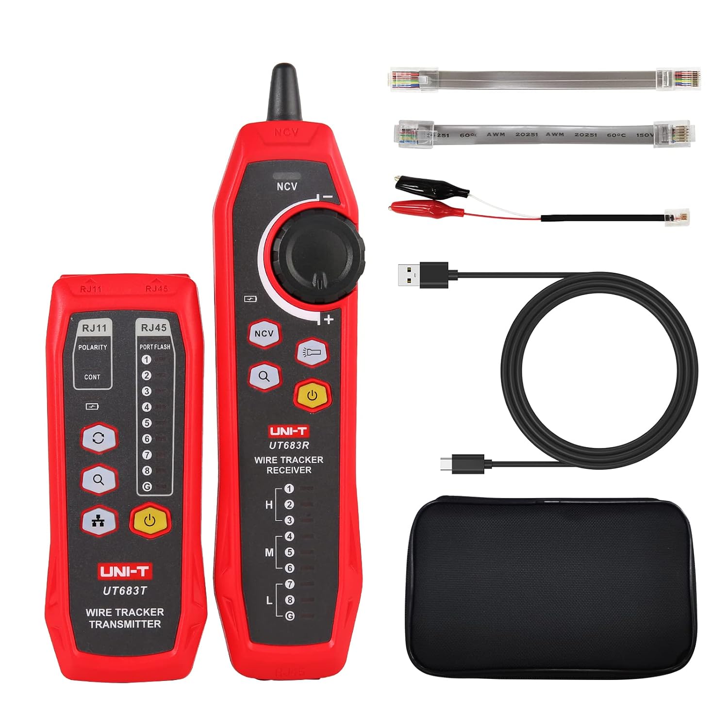 UNI-T UT683KIT Cable Tracer Wire Tracker for RJ11 and RJ45 Cables Tester, Telephone Line Finder, Network Maintenance Tool