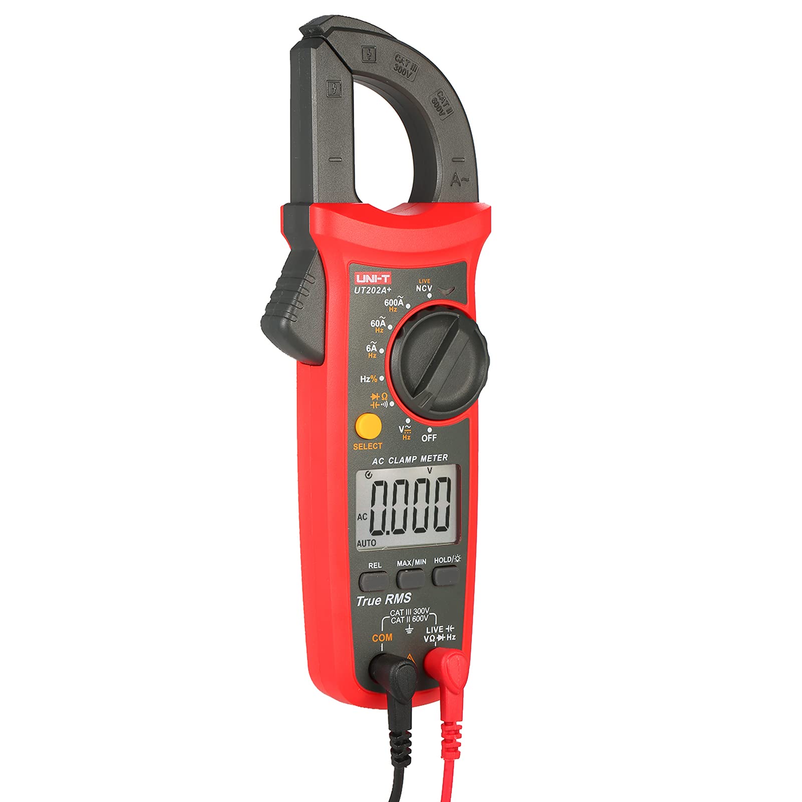 UT202+ 6000 Counts Digital Clamp Meter True RMS Multimeter Clamp Ammeter Voltage Meter NCV Test Universal Meter Tester AC Current Clamp Tester Measuring Relative Value Capacitance Frequency