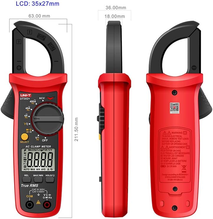 400A/AC Digital Clamp Multimeter True RMS Clamp Meter, AC/DC Voltage M